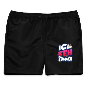Ick Seh Stimmen Berliner Dialekt Spruch - Männer Badeshorts - Schwarz - Vorne - AI Model Male 178 light (178cm)