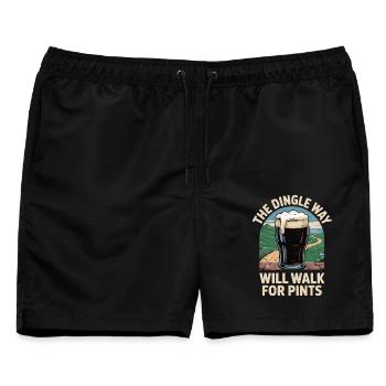 Bier T-Shirt The Dingle Way – Irisches Pub Motiv - Männer Badeshorts - Schwarz - Vorne - AI Model Male 178 light (178cm)
