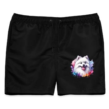 Spitz Zwergspitz Motiv - Männer Badeshorts - Schwarz - Vorne - AI Model Male 178 light (178cm)