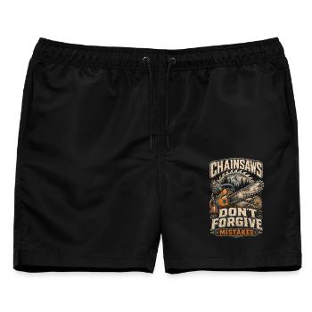 Holzfäller Baumfäller Chainsaws Dont Forgive - Männer Badeshorts - Schwarz - Vorne - AI Model Male 178 light (178cm)
