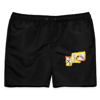Biker Motorrad Chopper  - Männer Badeshorts - Schwarz - Vorne - AI Model Male 178 light (178cm)