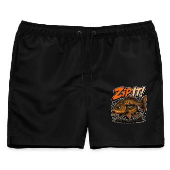 Halt die Klappe! Karpfenfischen-Design - Männer Badeshorts - Schwarz - Vorne - AI Model Male 178 light (178cm)