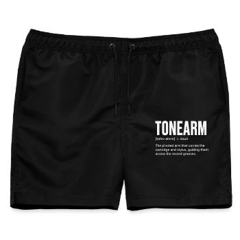 Anatomie des Klangs Tonarm-Definition - Männer Badeshorts - Schwarz - Vorne - AI Model Male 178 light (178cm)