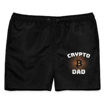 Bitcoin Crypto Dad wie ein normaler Dad - Männer Badeshorts - Schwarz - Vorne - AI Model Male 178 light (178cm)