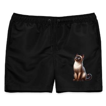 Siamkatze Siamese Cat - Männer Badeshorts - Schwarz - Vorne - AI Model Male 178 light (178cm)