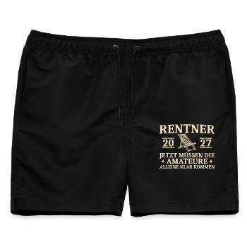 Rentner 2027 Abschiedsgeschenk Kollege Lustig - Männer Badeshorts - Schwarz - Vorne - AI Model Male 178 light (178cm)