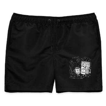 Deadline-Chaos: Coffee Break Büro Geschenk - Männer Badeshorts - Schwarz - Vorne - AI Model Male 178 light (178cm)