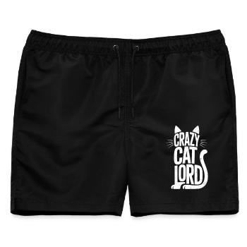 Crazy Cat Lord T-Shirt Geschenk für Katzenfans - Männer Badeshorts - Schwarz - Vorne - AI Model Male 178 light (178cm)