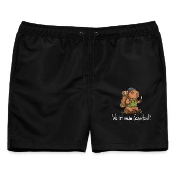 Wandern Capybara - Wo ist mein Schnitzel - Männer Badeshorts - Schwarz - Vorne - AI Model Male 178 light (178cm)