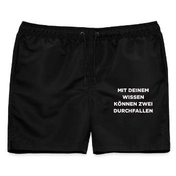 Mit deinem Wissen können zwei Durchfallen - Männer Badeshorts - Schwarz - Vorne - AI Model Male 178 light (178cm)
