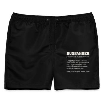 Busfahrer Definition Lustiges Shirt  - Männer Badeshorts - Schwarz - Vorne - AI Model Male 178 light (178cm)