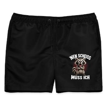 'Nen Scheiss muss ich Lustige KatzeFrecher Spruch - Männer Badeshorts - Schwarz - Vorne - AI Model Male 178 light (178cm)