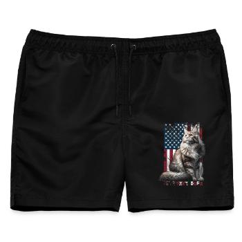 Maine Coon US Maine Coon - Männer Badeshorts - Schwarz - Vorne - AI Model Male 178 light (178cm)