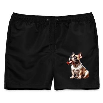 Französische Bulldogge - Männer Badeshorts - Schwarz - Vorne - AI Model Male 178 light (178cm)