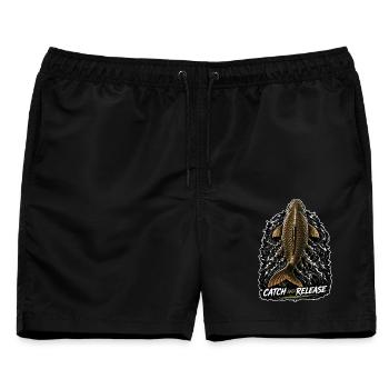 Catch & Release Karpfenfischen - Männer Badeshorts - Schwarz - Vorne - AI Model Male 178 light (178cm)