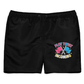 Geschlechter-Enthüllung Plot-Twist – Team Pink Team - Männer Badeshorts - Schwarz - Vorne - AI Model Male 178 light (178cm)