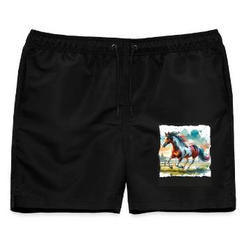 Paint Horse Geschenk Pferd - Männer Badeshorts - Schwarz - Vorne - AI Model Male 178 light (178cm)