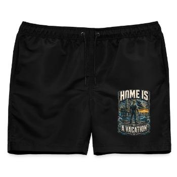 Bohrinsel Ölplattformarbeiter Home Is A Vacation - Männer Badeshorts - Schwarz - Vorne - AI Model Male 178 light (178cm)