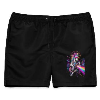 Laser Tag Einhorn - Männer Badeshorts - Schwarz - Vorne - AI Model Male 178 light (178cm)