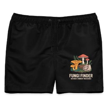 Pilze sammeln Geschenkidee für Pilzfreunde - Männer Badeshorts - Schwarz - Vorne - AI Model Male 178 light (178cm)