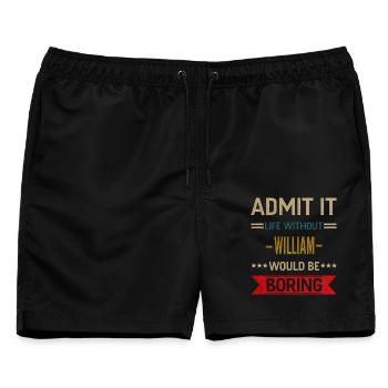 Gib es zu, das Leben ohne William wäre langweilig - Männer Badeshorts - Schwarz - Vorne - AI Model Male 178 light (178cm)