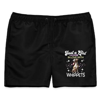 Windhund Mädchen - Männer Badeshorts - Schwarz - Vorne - AI Model Male 178 light (178cm)