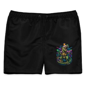 Laser Tag Dinosaurier - Männer Badeshorts - Schwarz - Vorne - AI Model Male 178 light (178cm)