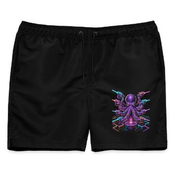 Laser Tag OKtopus - Männer Badeshorts - Schwarz - Vorne - AI Model Male 178 light (178cm)
