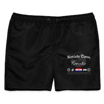 Korčula Kroatien Streetwear Reise Souvenir - Männer Badeshorts - Schwarz - Vorne - AI Model Male 178 light (178cm)