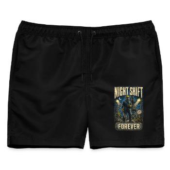 Bohrinsel Ölplattformarbeiter Night Shift Forever - Männer Badeshorts - Schwarz - Vorne - AI Model Male 178 light (178cm)