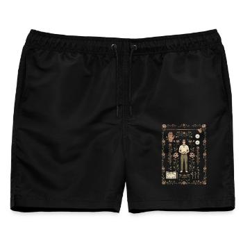 Golfspieler Blumen Rosen Golfer - Männer Badeshorts - Schwarz - Vorne - AI Model Male 178 light (178cm)