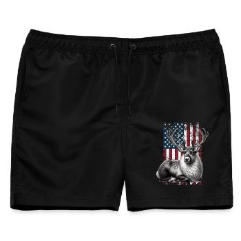 Reindeer US Rentier - Männer Badeshorts - Schwarz - Vorne - AI Model Male 178 light (178cm)