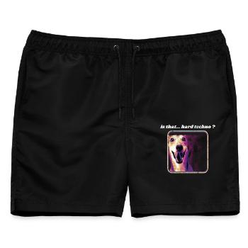 Chien Hard Techno – Outfit Humor Rave Techno - Männer Badeshorts - Schwarz - Vorne - AI Model Male 178 light (178cm)