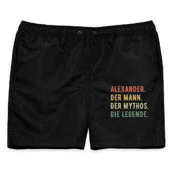 Alexander Vorname Der Mann Der Mythos Die Legende - Männer Badeshorts - Schwarz - Vorne - AI Model Male 178 light (178cm)