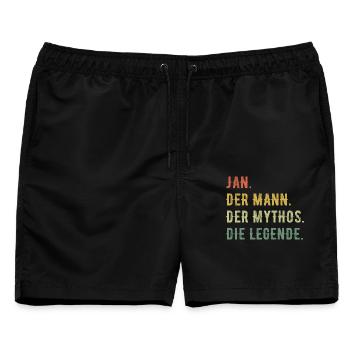 Jan Vorname Der Mann Der Mythos Die Legende - Männer Badeshorts - Schwarz - Vorne - AI Model Male 178 light (178cm)