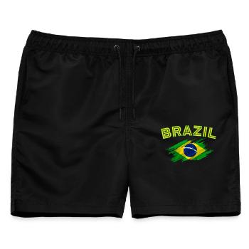 Brasilien Flagge Brasilien Kinder Damen Herren Retro Brasilien - Männer Badeshorts - Schwarz - Vorne - AI Model Male 178 light (178cm)