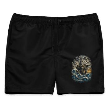 Bohrinsel Ölplattformarbeiter - Männer Badeshorts - Schwarz - Vorne - AI Model Male 178 light (178cm)