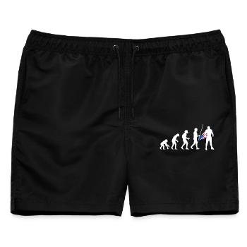 Amerikaner Superheld Evolution USA Amerika Flagge - Männer Badeshorts - Schwarz - Vorne - AI Model Male 178 light (178cm)