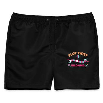 Gender Reveal Plot-Twist – bevorstehendes Babyparty-Team - Männer Badeshorts - Schwarz - Vorne - AI Model Male 178 light (178cm)