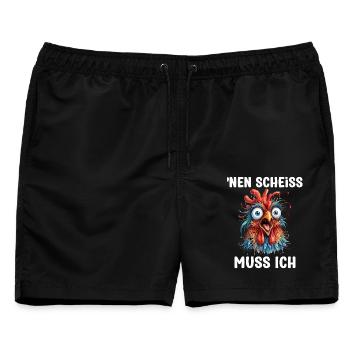 Ein Scheiss muss ich ein lustiger und frecher Huhn - Männer Badeshorts - Schwarz - Vorne - AI Model Male 178 light (178cm)