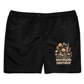 Unzuverlässiger Erzähler, Buchliebhaber, Autor - Männer Badeshorts - Schwarz - Vorne - AI Model Male 178 light (178cm)