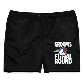 Groom’s Final Round Stopwatch - Männer Badeshorts - Schwarz - Vorne - AI Model Male 178 light (178cm)