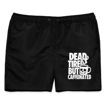 Dead Tired But Caffeinated - Männer Badeshorts - Schwarz - Vorne - AI Model Male 178 light (178cm)