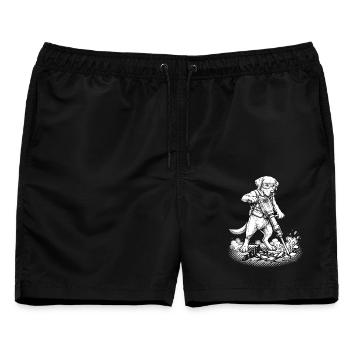 Bauarbeiter Hund mit Presslufthammer, Handwerk - Männer Badeshorts - Schwarz - Vorne - AI Model Male 178 light (178cm)