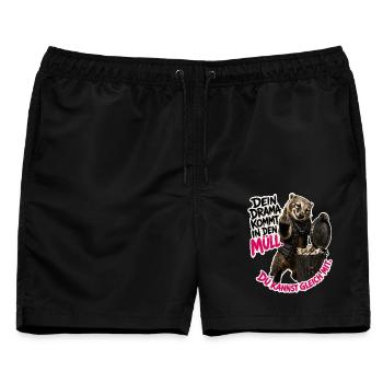 Dein Drama gehört in den Müll - Männer Badeshorts - Schwarz - Vorne - AI Model Male 178 light (178cm)