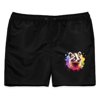 Nasenbär Motiv - Männer Badeshorts - Schwarz - Vorne - AI Model Male 178 light (178cm)