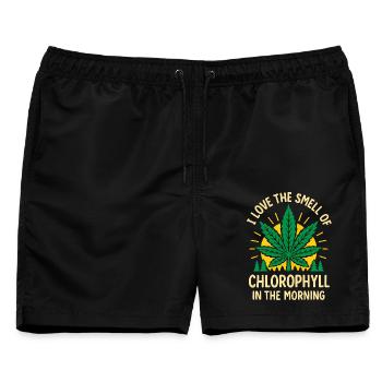 I Love The Smell Of Chlorophyll In The Morning - Männer Badeshorts - Schwarz - Vorne - AI Model Male 178 light (178cm)
