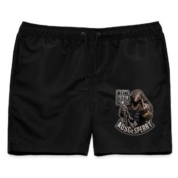Meine Geduld hat dich ausgesperrt - Männer Badeshorts - Schwarz - Vorne - AI Model Male 178 light (178cm)
