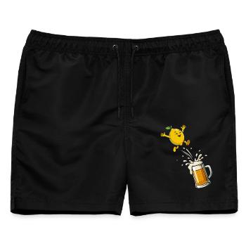Lustiger Zitrone Sprung Radler Bier Spaß - Männer Badeshorts - Schwarz - Vorne - AI Model Male 178 light (178cm)