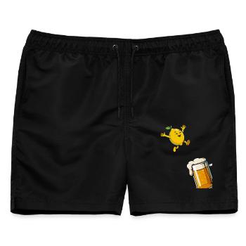 Radler Bier Lustige Zitrone Und Bierglas - Männer Badeshorts - Schwarz - Vorne - AI Model Male 178 light (178cm)
